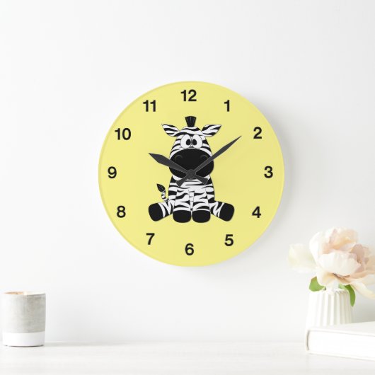 ゼブラおっちょこちょいのイエロー ラージ壁時計 (ホーム)