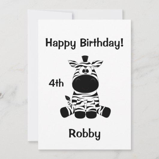 ゼブラおっちょこちょいの誕生日パーティーへの招待 招待状 (正面)