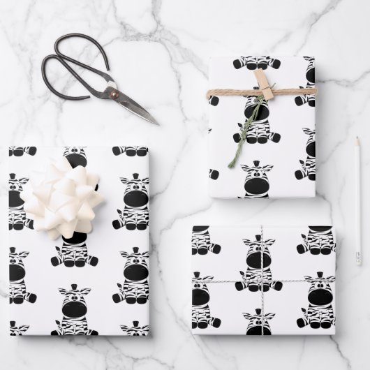 ゼブラおっちょこちょいの ラッピングペーパーシート (正面)