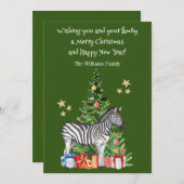 ゼブラおもしろいクリスマスツリーホリデーカード シーズンカード (正面/裏面)