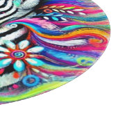 ゼブラお洒落フローラピンクティール（緑がかった色）グリーンデイジー カッティングボード (角)