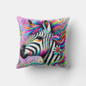 ゼブラお洒落フローラピンクティール（緑がかった色）グリーンデイジー クッション (裏面)