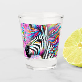 ゼブラお洒落フローラピンクティール（緑がかった色）グリーンデイジー ショットグラス