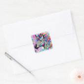 ゼブラお洒落フローラピンクティール(緑がかった色)グリーンデイジー スクエアシール (封筒)