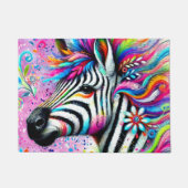 ゼブラお洒落フローラピンクティール（緑がかった色）グリーンデイジー ドアマット (正面)