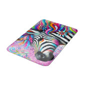 ゼブラお洒落フローラピンクティール（緑がかった色）グリーンデイジー バスマット (アングル)