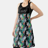 ゼブラとエキゾチックな花の模様 エプロン (インサイチュ)