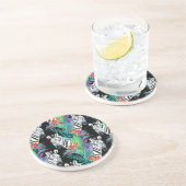 ゼブラとエキゾチックな花の模様 コースター (側面)