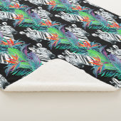 ゼブラとエキゾチックな花の模様 シェルパブランケット (3/4)