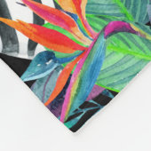 ゼブラとエキゾチックな花の模様 フリースブランケット (角)