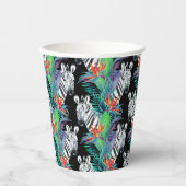 ゼブラとエキゾチックな花柄 紙コップ (正面)
