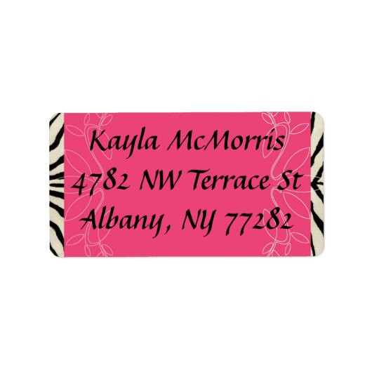 ゼブラとピンクのシール ラベル (正面)