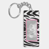 ゼブラとピンクのフォトフレーム キーホルダー (正面左)