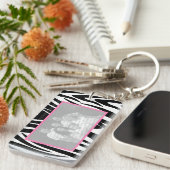 ゼブラとピンクのフォトフレーム キーホルダー (正面右)