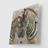 ゼブラと子馬 スクエア壁時計 (傾斜)