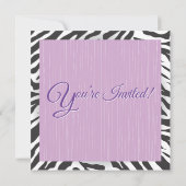 ゼブラと紫のローラースケートで滑るパーティの招待状 招待状 (裏面)