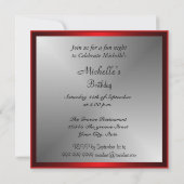 ゼブラと赤の誕生日パーティーの招待状 招待状 (裏面)