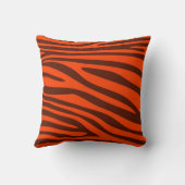 ゼブラのオレンジと茶色のアニマルプリントの皮 クッション (裏面)
