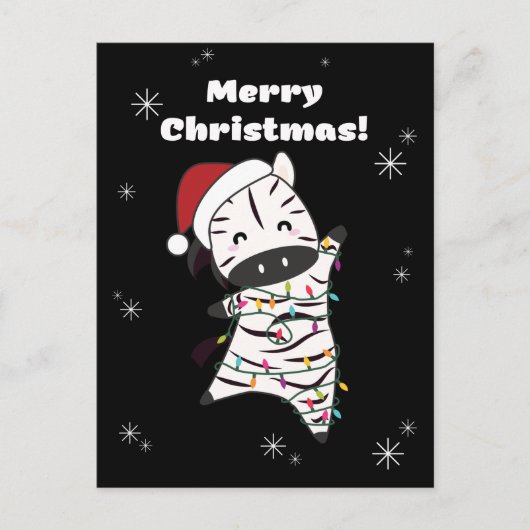ゼブラのクリスマス ゼブラたちと冬の動物たち シーズンポストカード (正面)