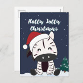ゼブラのクリスマス ゼブラの冬の動物ホリデー投稿 シーズンポストカード (正面/裏面)