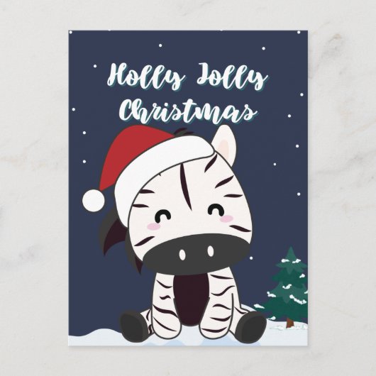 ゼブラのクリスマス ゼブラの冬の動物 ホリデー投稿 シーズンポストカード (正面)