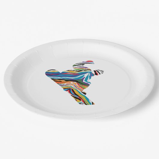 ゼブラのスノーボーサイケデリックダー印刷 ペーパープレート (アングル)