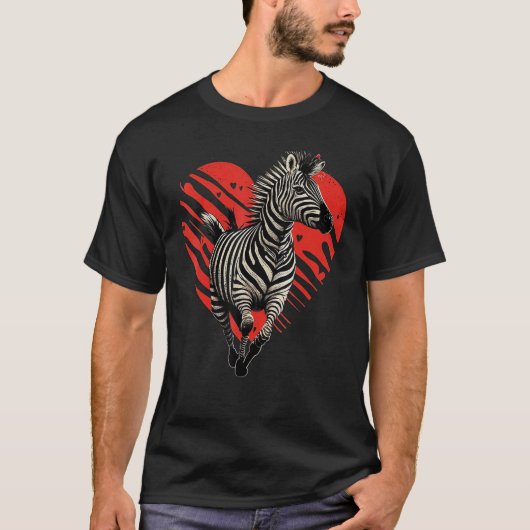 ゼブラのバレンタインデー用のラブハート Zebras  4 Tシャツ (正面)