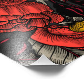 ゼブラのフィンチと赤いバラのブッシュ フォトプリント            (角)