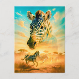 ゼブラの二重露出ポートレート シーズンポストカード