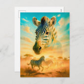 ゼブラの二重露出ポートレート シーズンポストカード (正面/裏面)
