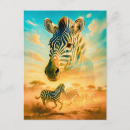 ゼブラの二重露出ポートレート シーズンポストカード