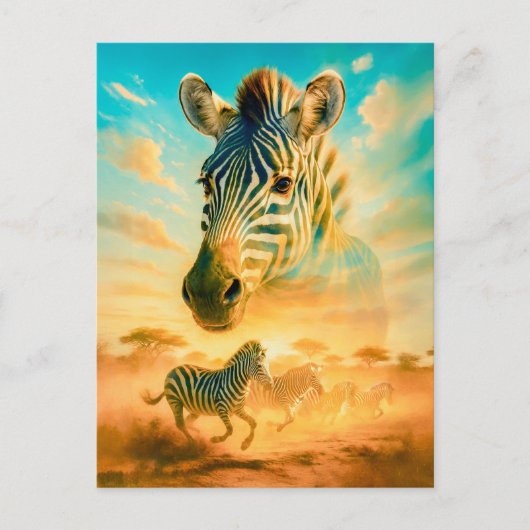 ゼブラの二重露出ポートレート シーズンポストカード (正面)