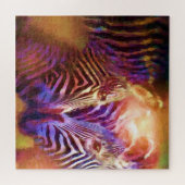 ゼブラの優しい瞬間パステルアニコンテンポラリーマルアート ジグソーパズル (横)