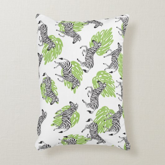 ゼブラの継ぎ目のない白い模様。イラストレーション アクセントクッション (正面(垂直))