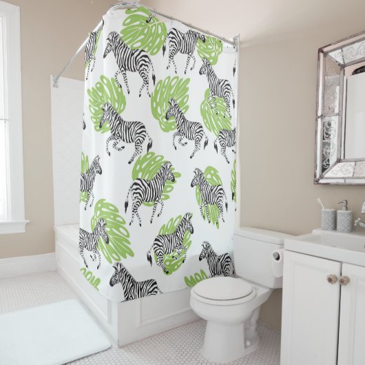 ゼブラの継ぎ目のない白い模様。イラストレーション シャワーカーテン (インサイチュ)