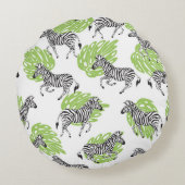 ゼブラの継ぎ目のない白い模様。イラストレーション ラウンドクッション (裏面)