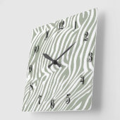 ゼブラの肌のパターン スクエア壁時計 (傾斜)