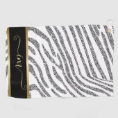 ゼブラの肌の白黒モノグラームの水色 ゴルフタオル (横)