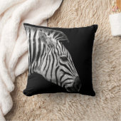 ゼブラの野生のジャングルアフリカの動物写真白黒 クッション (ブランケット)