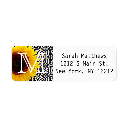 ゼブラの鮮やかな黄色のひまわりストライプ花 ラベル (正面)