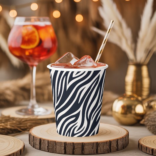 ゼブラはっきりしたスキンパターンブラック&ホワイトID1151 紙コップ