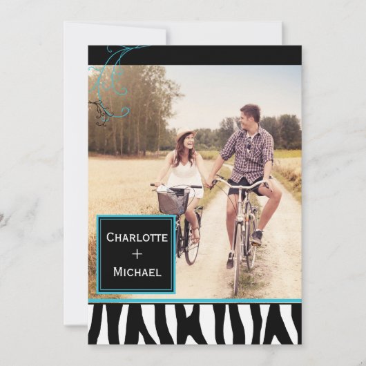 ゼブラはっきりしたパター結婚ンの写真日付を保存 セーブザデート (正面)