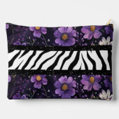 ゼブラはっきりしたパープルフローラブラック色トートバッグ アクセサリーポーチ (裏面)
