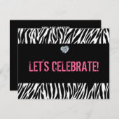 ゼブラは、どの時代も印刷する。誕生日 招待状 (正面/裏面)