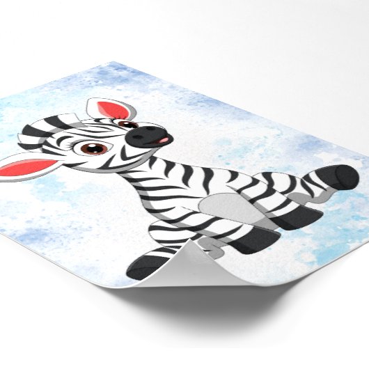 ゼブラよくはしゃぐキッドロームの装飾!サファリ子供部屋デコール ポスター (角)