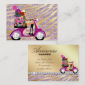 ゼブラアクセサリーパーズジュエリーピンク金ゴールドスパークル 名刺 (正面/裏面)