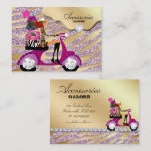 ゼブラアクセサリー財布ジュエリー金ゴールドピンクスパークル 名刺 (正面/裏面)