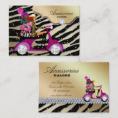 ゼブラアクセサリー財布ジュエリー金ゴールドブラックスパークル 名刺 (正面/裏面)