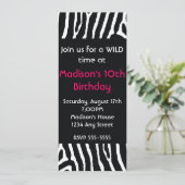 ゼブラアニマルプリントロングバースデーパーティーの招待 招待状 (スタンド正面)