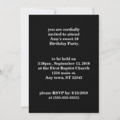 ゼブラアンドピンクスウィート16誕生日招待状 招待状 (裏面)